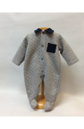 Pijama Ranita De Invierno De Bebe En Color Gris Con Marino